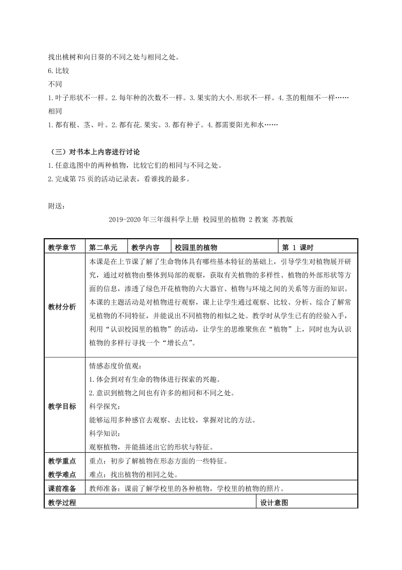 2019-2020年三年级科学上册 校园里的植物 1教案 苏教版.doc_第2页