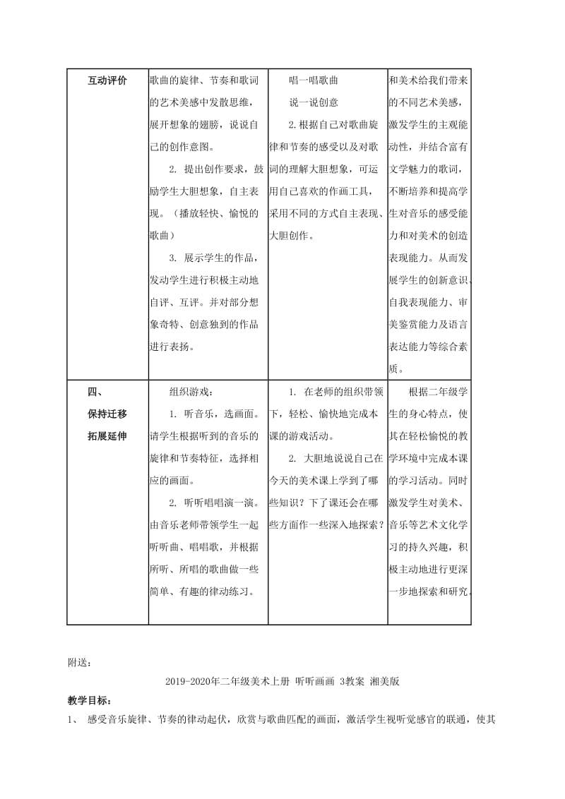 2019-2020年二年级美术上册 听听画画 1教案 湘美版.doc_第3页