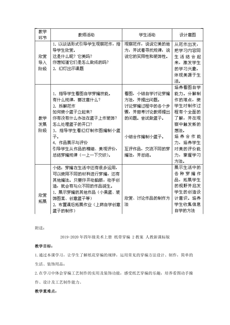 2019-2020年四年级美术上册 纸带穿编 1教案 人教新课标版.doc_第2页