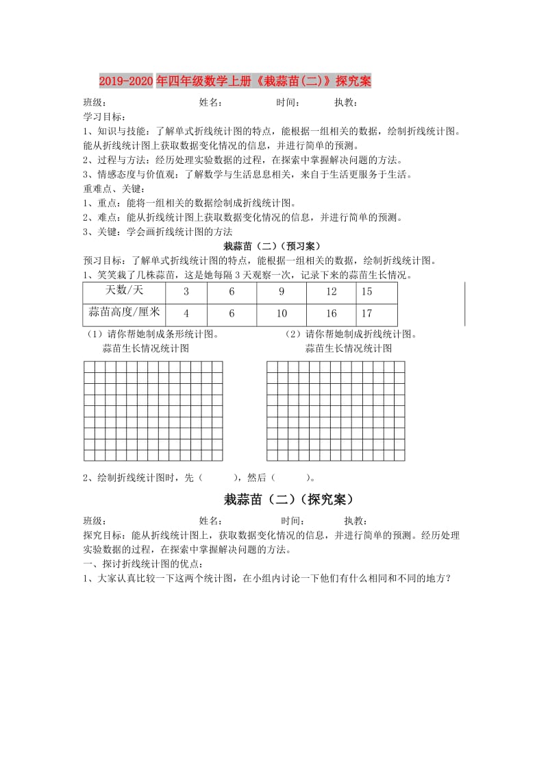 2019-2020年四年级数学上册《栽蒜苗(二)》探究案.doc_第1页