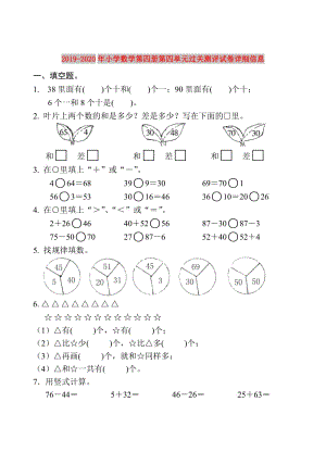 2019-2020年小學(xué)數(shù)學(xué)第四冊第四單元過關(guān)測評試卷詳細(xì)信息.doc