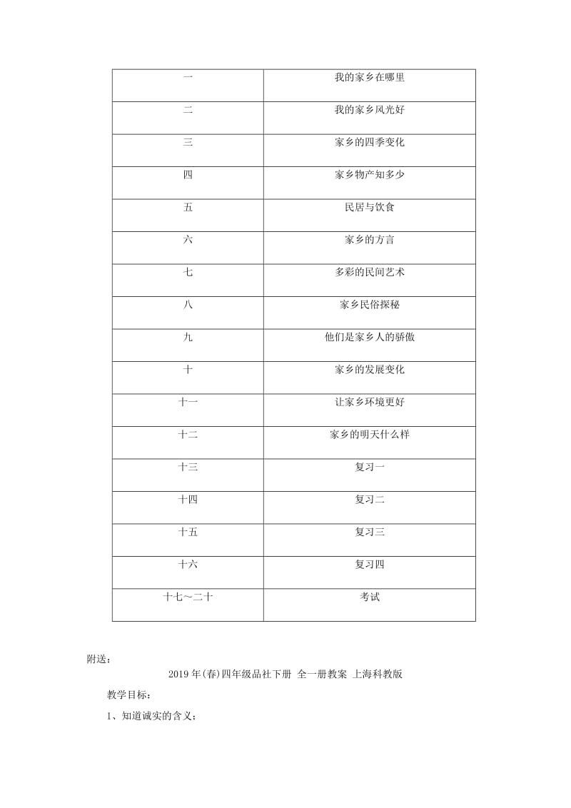 2019年(春)四年级品社下册 全一册教学计划 未来版.doc_第3页