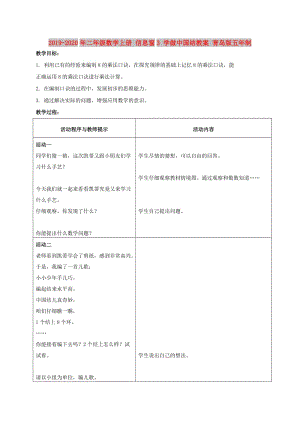 2019-2020年二年級(jí)數(shù)學(xué)上冊(cè) 信息窗3 學(xué)做中國(guó)結(jié)教案 青島版五年制.doc