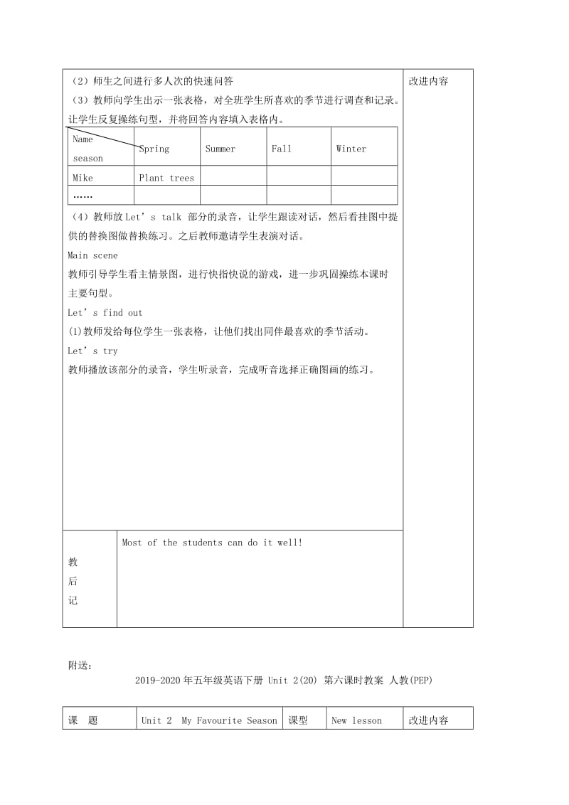 2019-2020年五年级英语下册 Unit 2(20) 第五课时教案 人教(PEP).doc_第2页