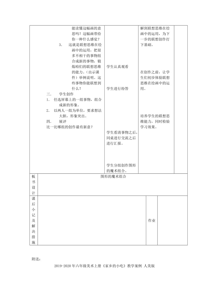 2019-2020年六年级美术上册《图形的魔术组合》表格教案 人美版.doc_第2页