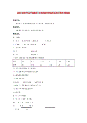 2019-2020年五年級數(shù)學(xué) 小數(shù)乘法和除法第五課時教案 青島版.doc