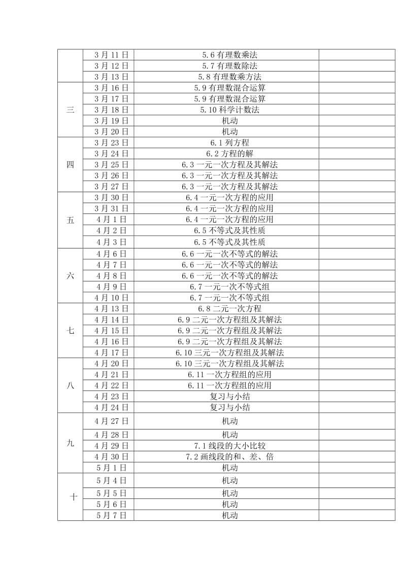 2019-2020年六年级下册教学计划及进度.doc_第3页