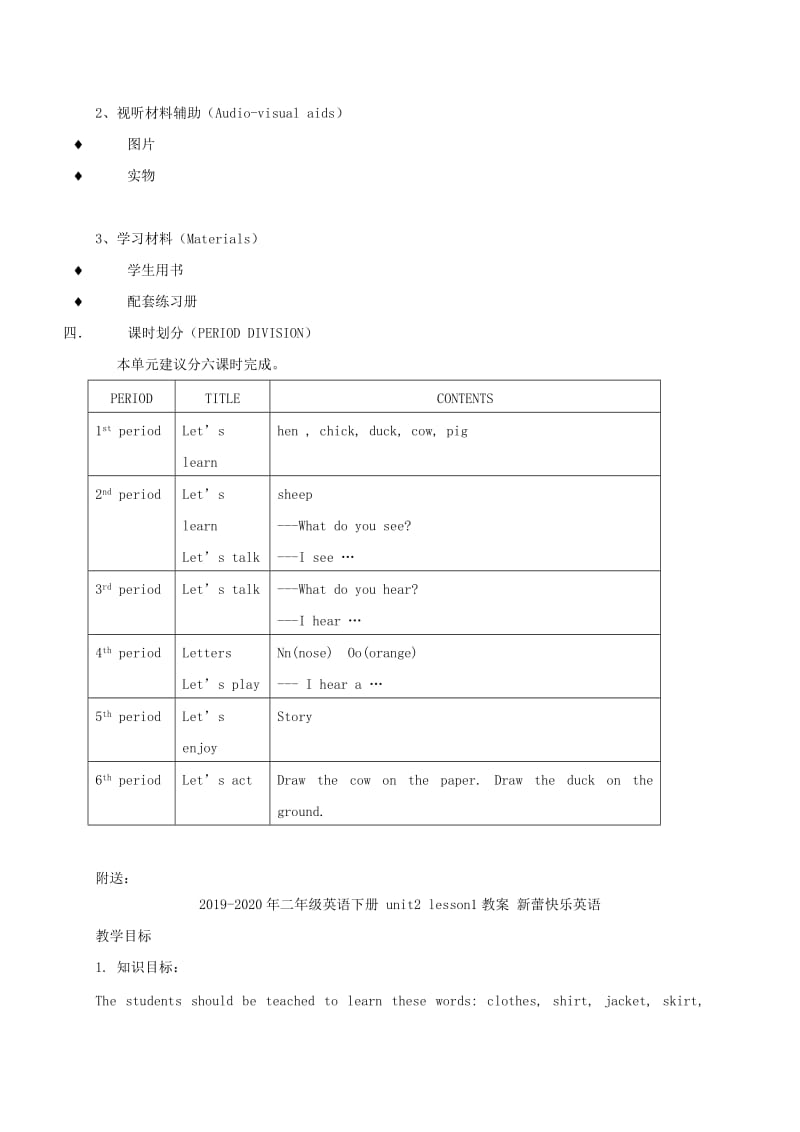 2019-2020年二年级英语下册 unit1教案 沪教牛津版.doc_第2页