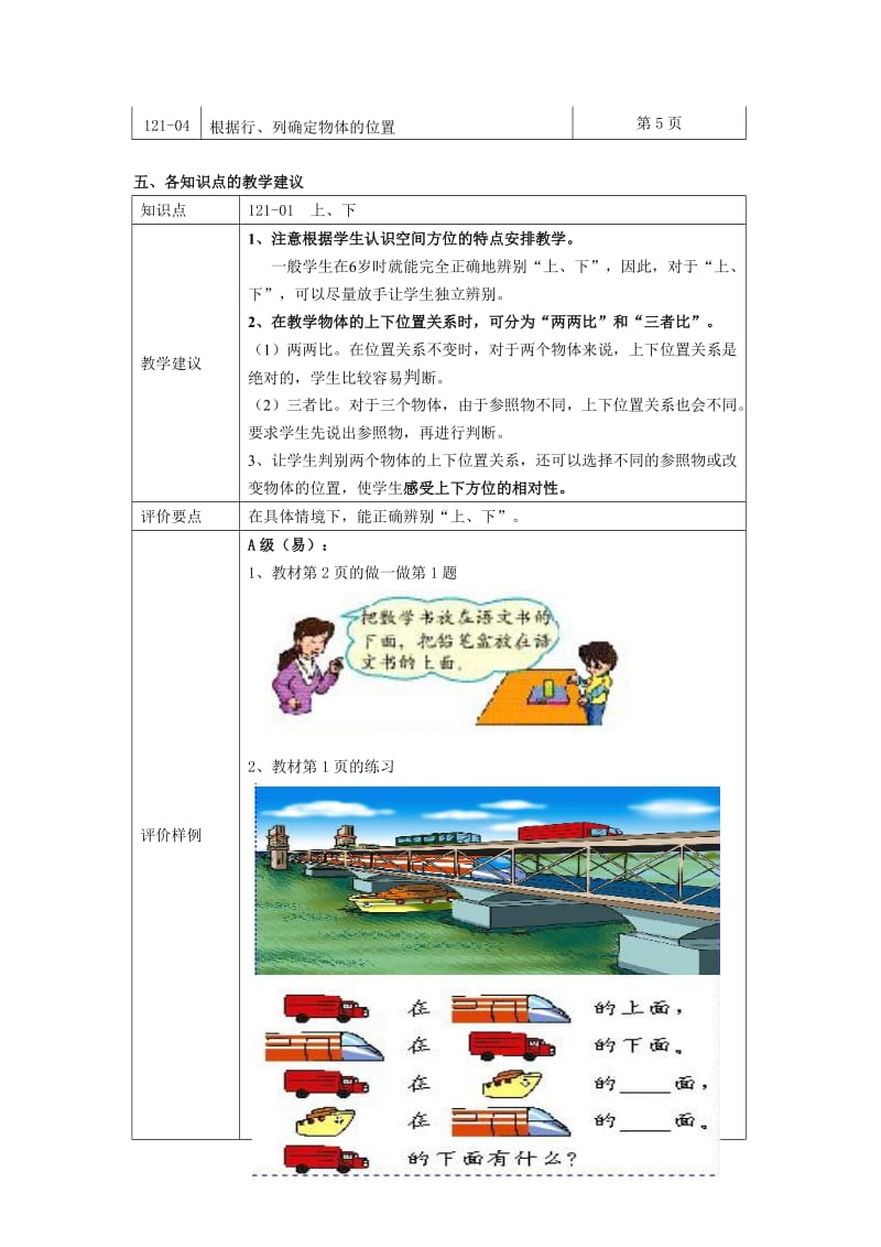 2019年一年级下册位置单元分析及教学建议.doc_第2页