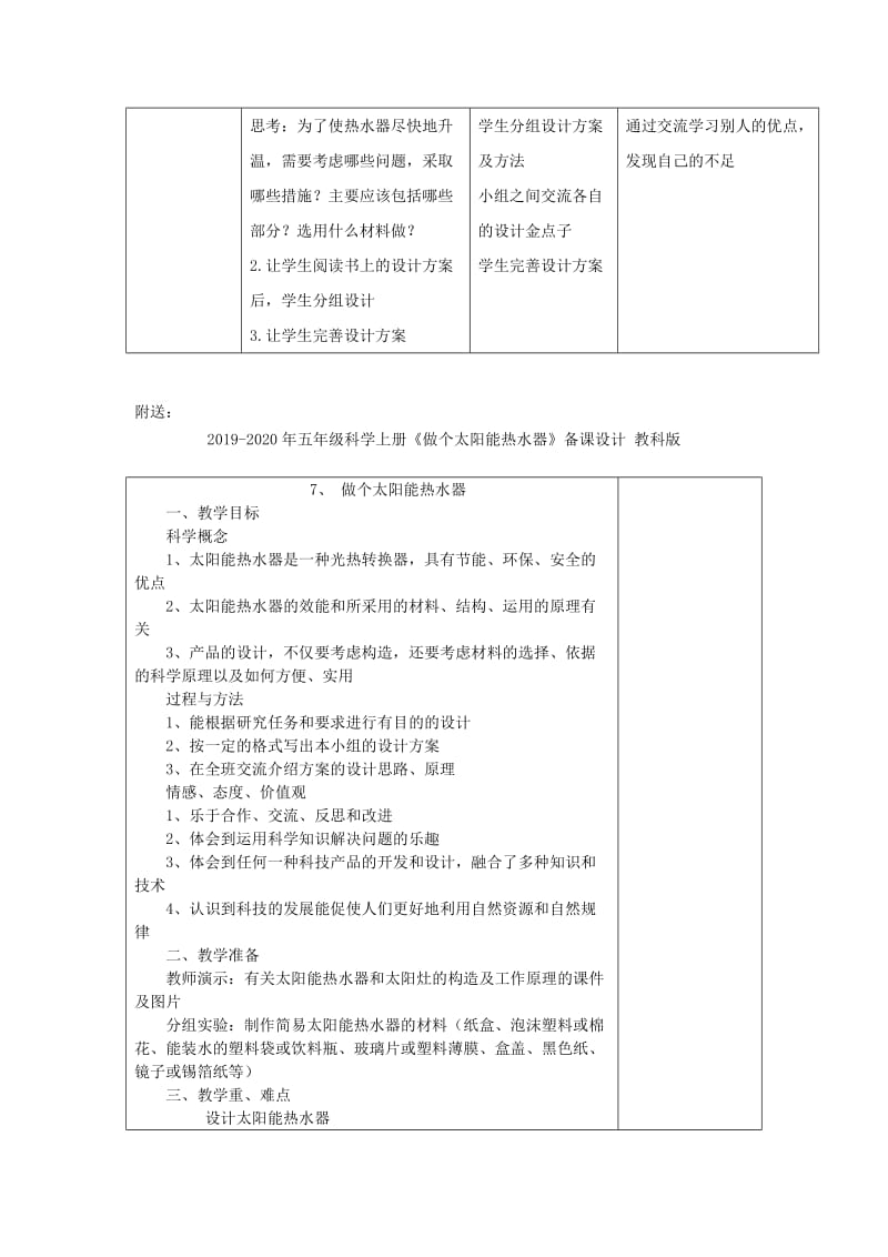 2019-2020年五年级科学上册《做个太阳能热水器》参考教案 教科版.doc_第2页