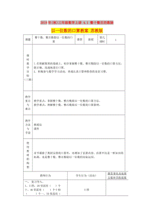 2019年(秋)三年級(jí)數(shù)學(xué)上冊(cè) 4.1 整十整百的數(shù)除以一位數(shù)的口算教案 蘇教版.doc