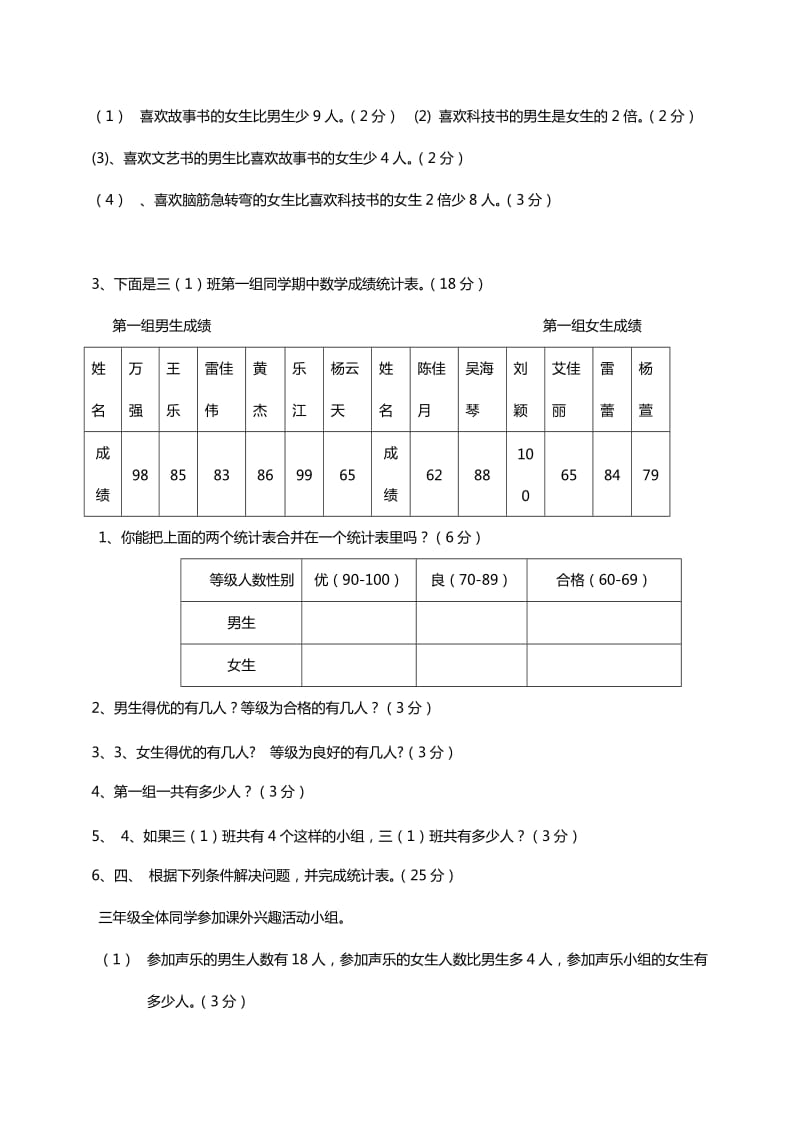 2019年三年级下册《第三单元复式统计表》测试题.doc_第2页