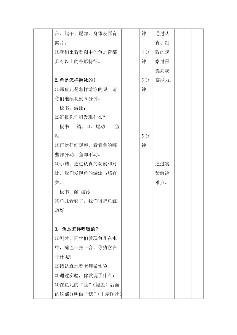 2019-2020年小学科学二年级下册《水中的鱼》教学设计附反思.doc_第3页