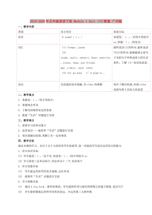 2019-2020年五年級英語下冊 Module 1 Unit 1(7)教案 廣州版.doc