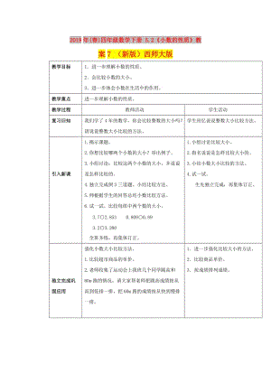 2019年(春)四年級(jí)數(shù)學(xué)下冊(cè) 5.2《小數(shù)的性質(zhì)》教案7 （新版）西師大版.doc