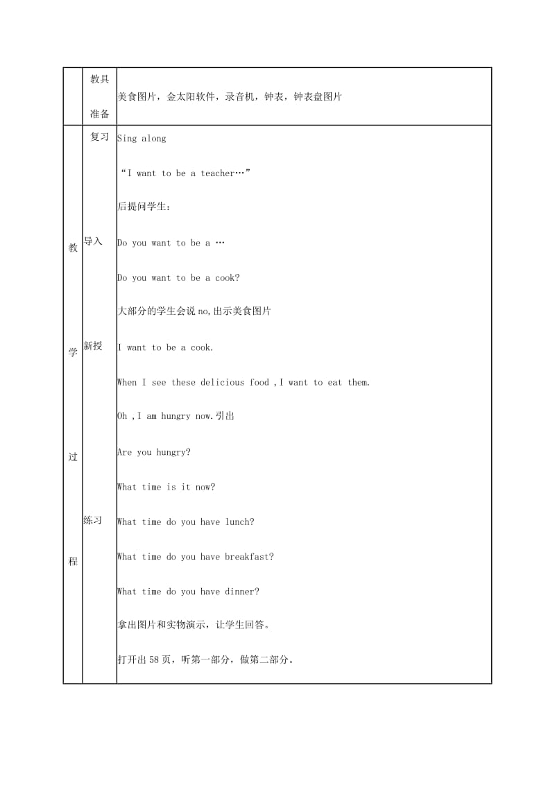 2019-2020年四年级英语上册 Module 5 Unit 13（The first period）教案 广州版.doc_第2页