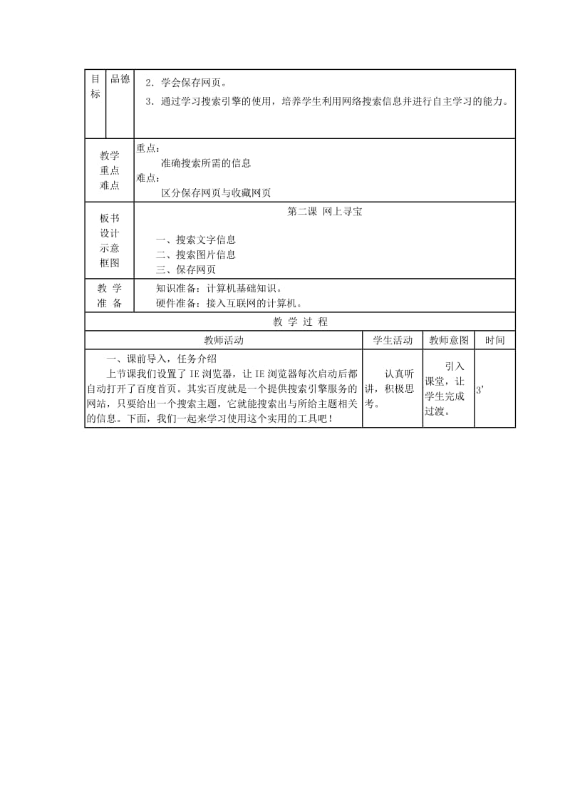 2019-2020年五年级下册信息技术《网上寻宝》教案.doc_第2页