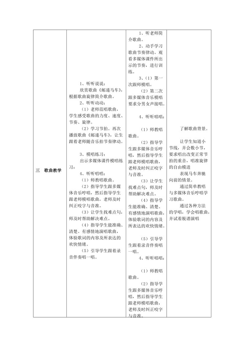 2019年(秋)二年级音乐上册 第五单元《邮差马车》教案 苏少版.doc_第3页