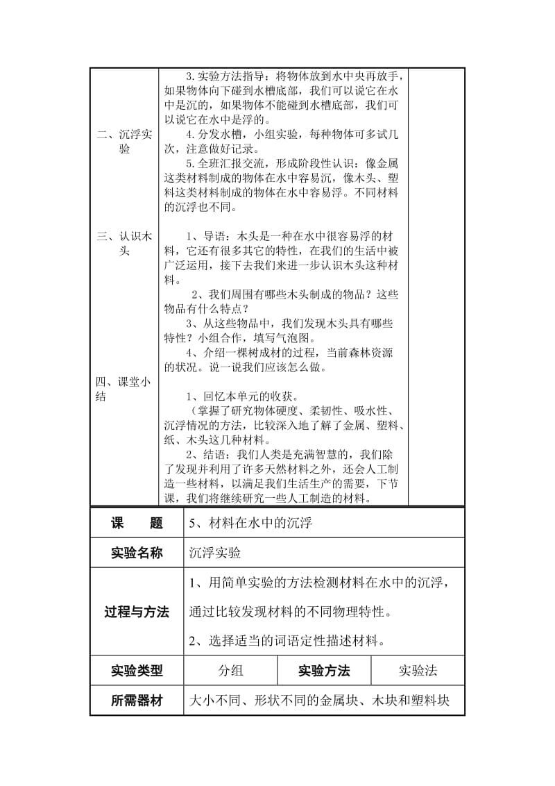 2019-2020年教科版科学三上《材料在水中的沉浮》word教案.doc_第2页