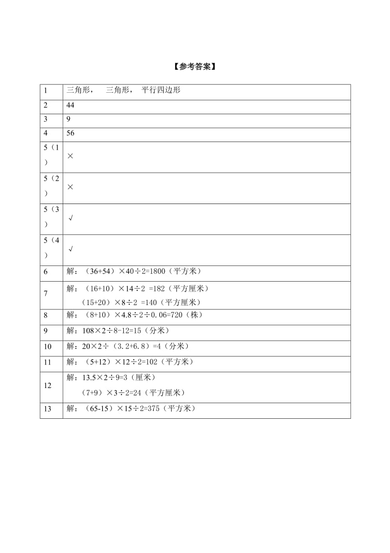 2019-2020年五年级上册第六单元梯形的面积练习题有答案.doc_第3页