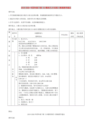 2019-2020年四年級下冊《小數(shù)的大小比較》教案教學建議.doc