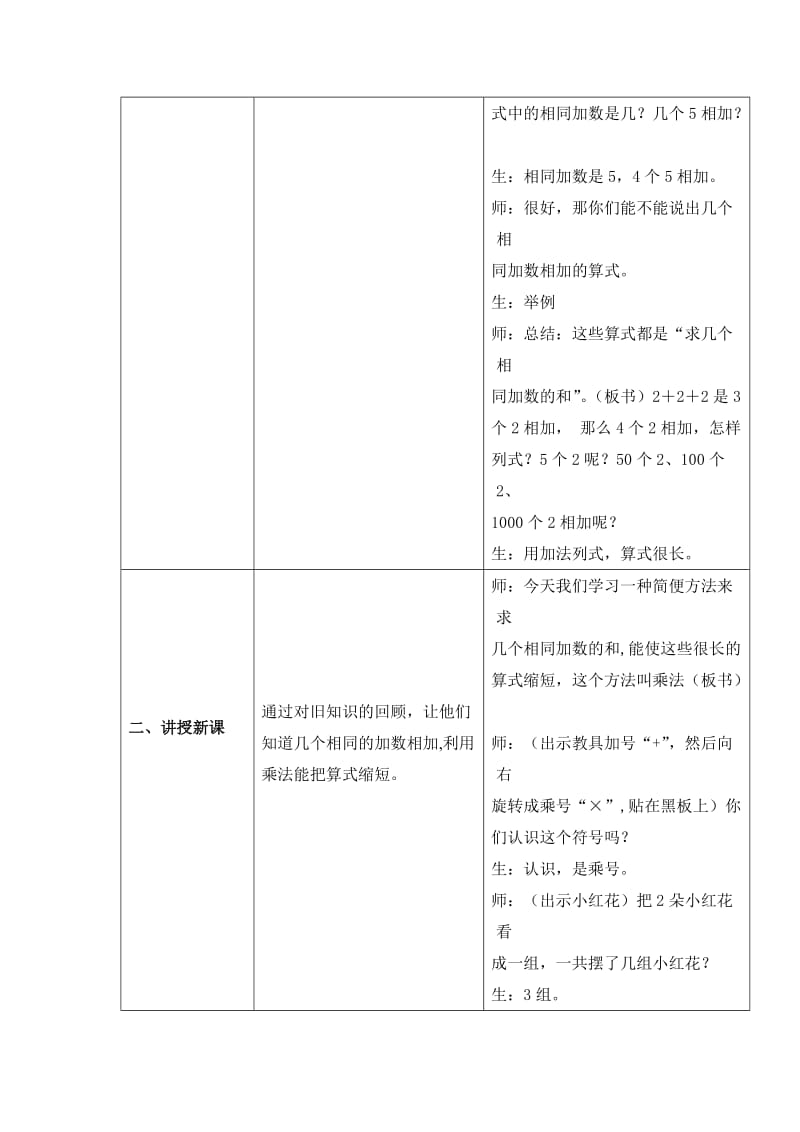 2019-2020年冀教版数学二上《表内乘法》教学设计.doc_第2页