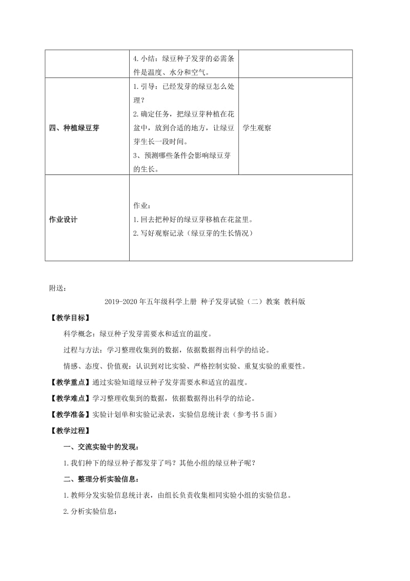 2019-2020年五年级科学上册 种子发芽试验（二） 3教案 教科版.doc_第2页