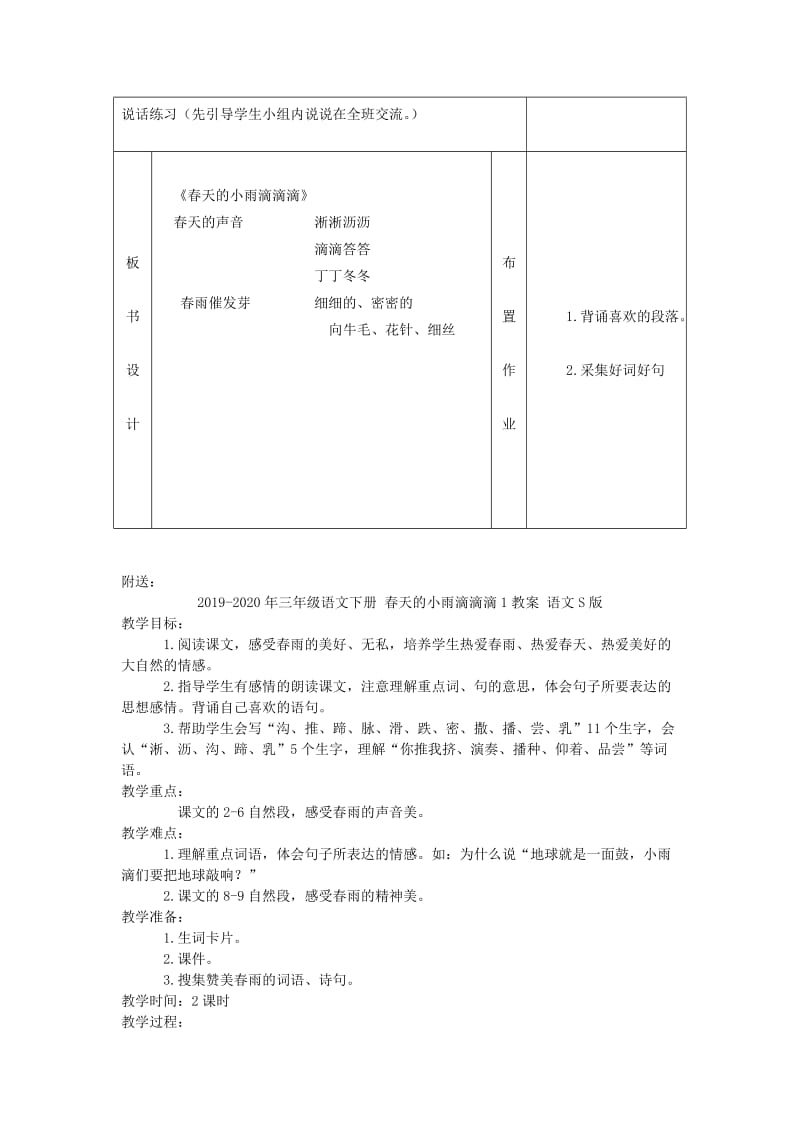 2019-2020年三年级语文下册 春天的小雨滴滴滴 3教案 语文S版.doc_第3页