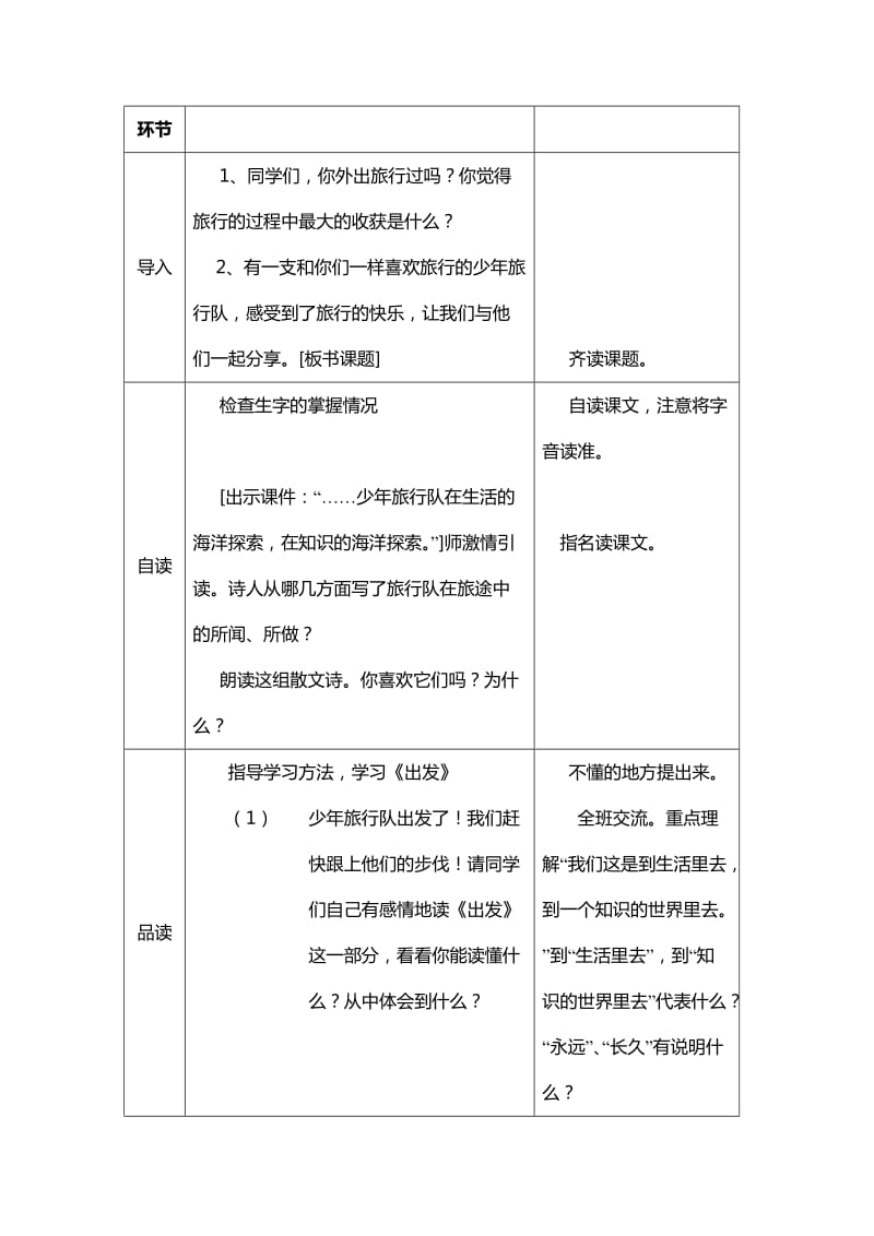 2019-2020年北师大版五年级下《少年旅行队》二课时教学设计.doc_第2页