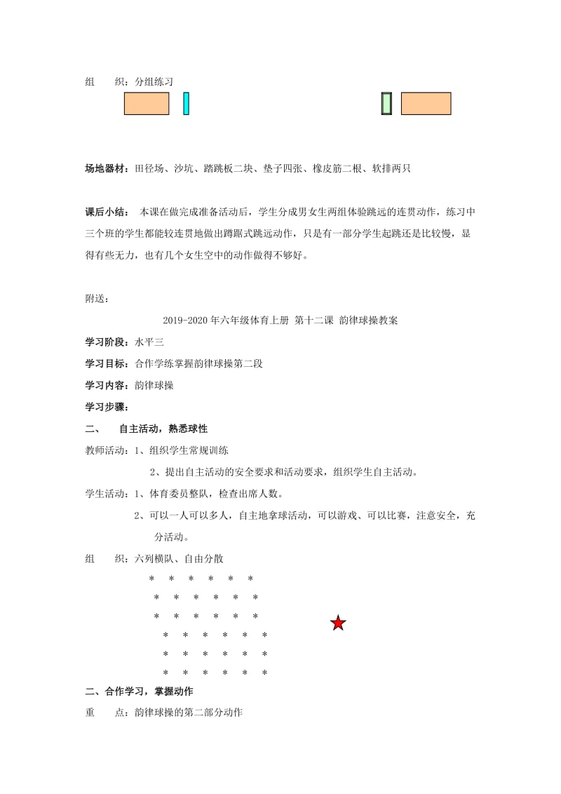 2019-2020年六年级体育上册 第十九课 蹲踞式跳远教案.doc_第2页