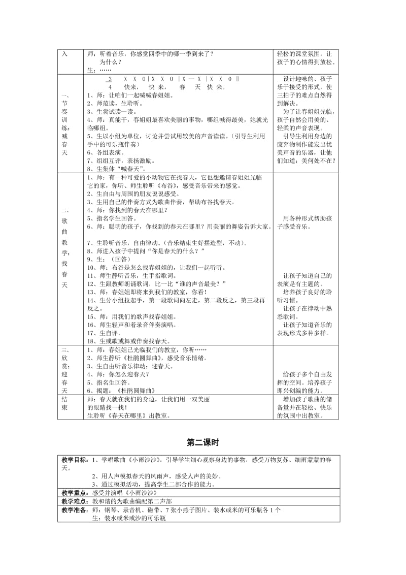 2019-2020年人音版音乐一年级下册全册教案.doc_第3页