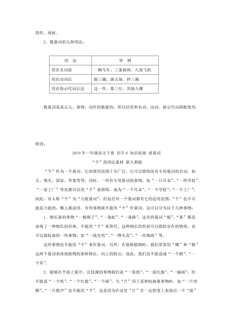 2019年一年级语文下册 识字6 知识拓展 数词、量词和数量词素材 新人教版.doc_第3页