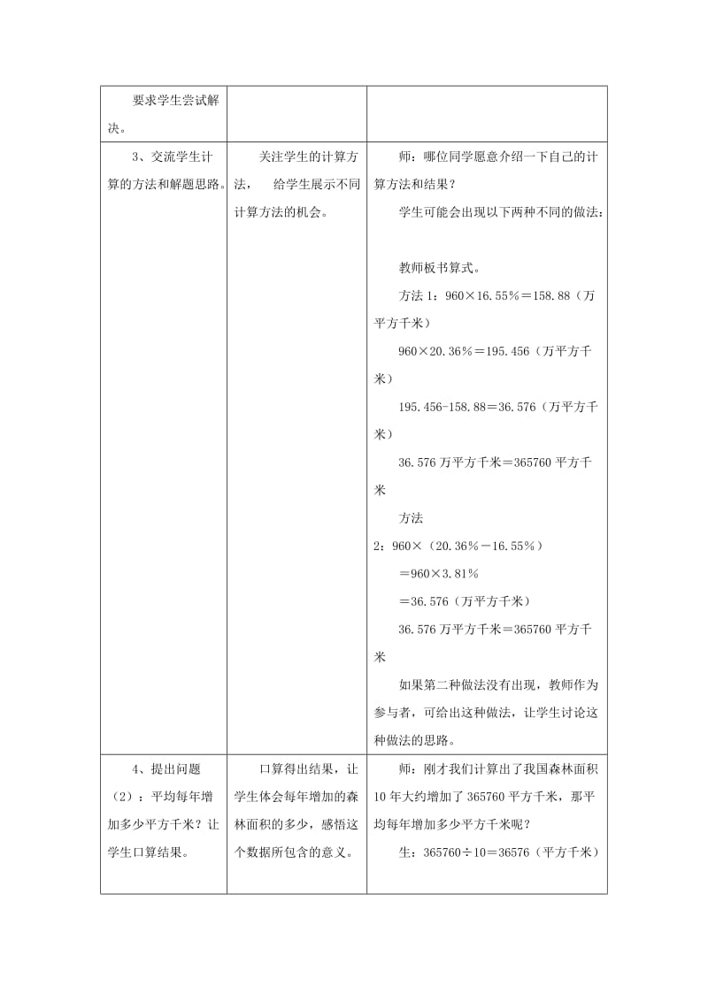 2019六年级数学上册第3单元百分数森林覆盖率问题教案冀教版.doc_第2页