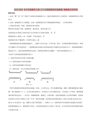 2019-2020年六年級數(shù)學(xué)上冊 4.2 比較線段的長短教案 魯教版五四學(xué)制.doc