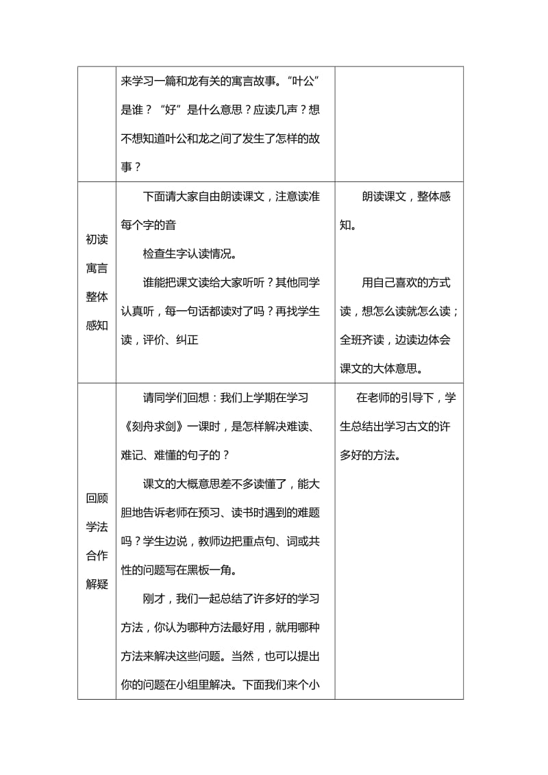 2019-2020年北师大版五年级下《叶公好龙》教学设计.doc_第2页