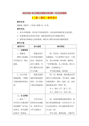 2019-2020年二年級上冊第三單元第1節(jié)《認識乘法》（第2課時）教學(xué)設(shè)計.doc