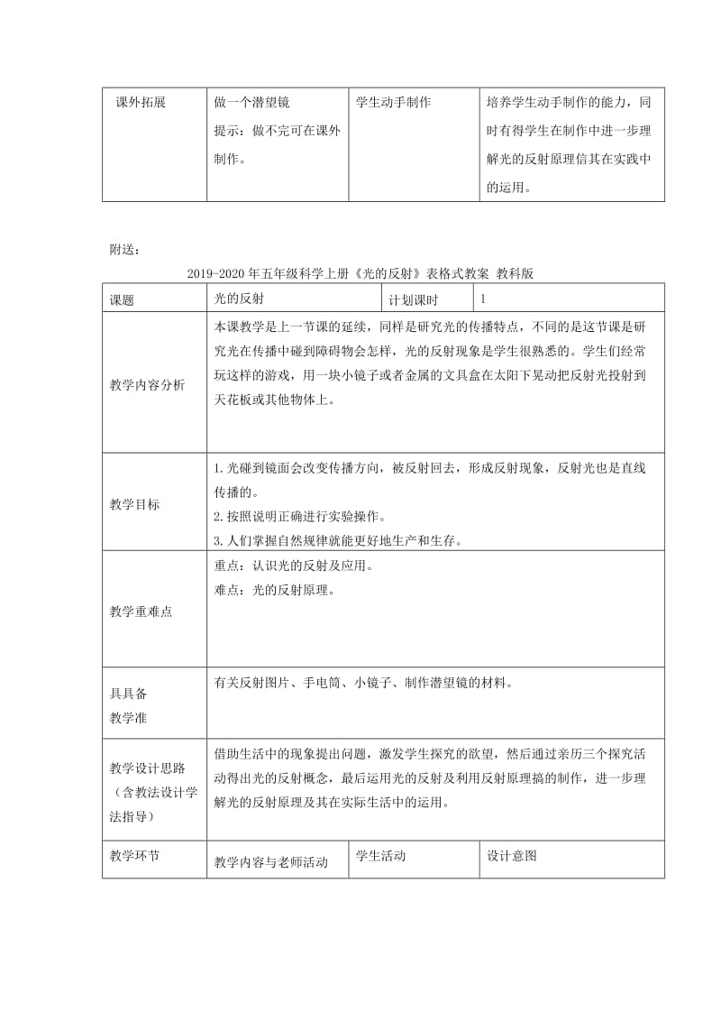 2019-2020年五年级科学上册《光的反射》参考教案2 教科版.doc_第3页