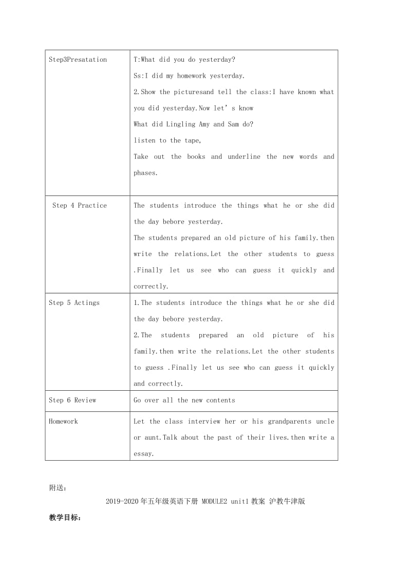 2019-2020年五年级英语下册 Module2 unit1(4)教案 外研版.doc_第2页