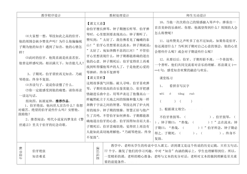 2019-2020年小学五年级语文《伯牙绝弦》教案.doc_第3页