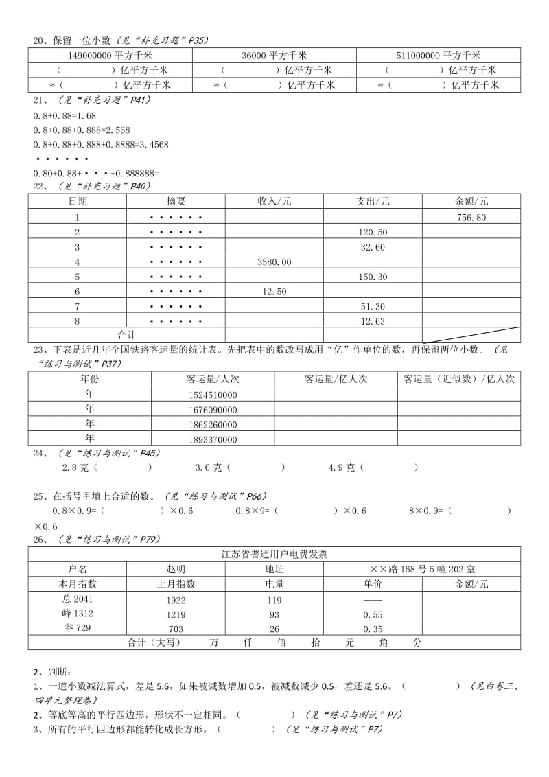 2019年苏教版五年级上册数学期末错题分析卷.doc_第2页