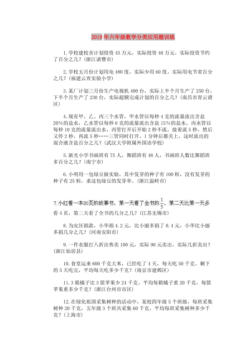 2019年六年级数学分类应用题训练.doc_第1页