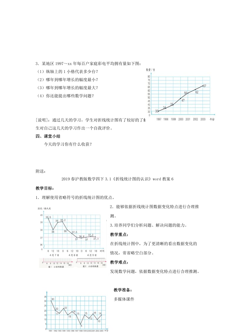 2019春沪教版数学四下3.1《折线统计图的认识》word教案5.doc_第3页