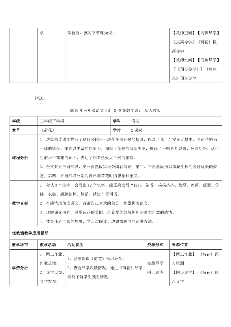 2019年三年级语文下册 3 荷花教学设计 新人教版 .doc_第3页