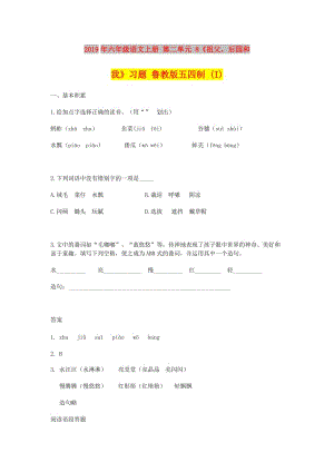 2019年六年級(jí)語(yǔ)文上冊(cè) 第二單元 8《祖父后園和我》習(xí)題 魯教版五四制 (I).doc