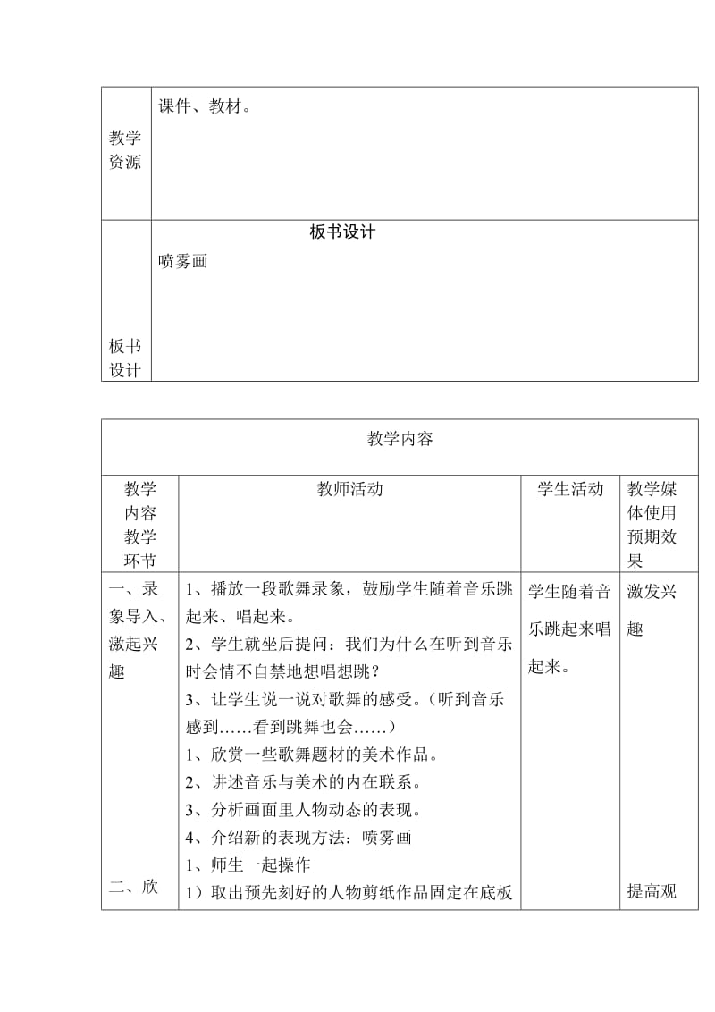 2019秋人美版美术五上第12课《唱起来跳起来》word教案.doc_第3页