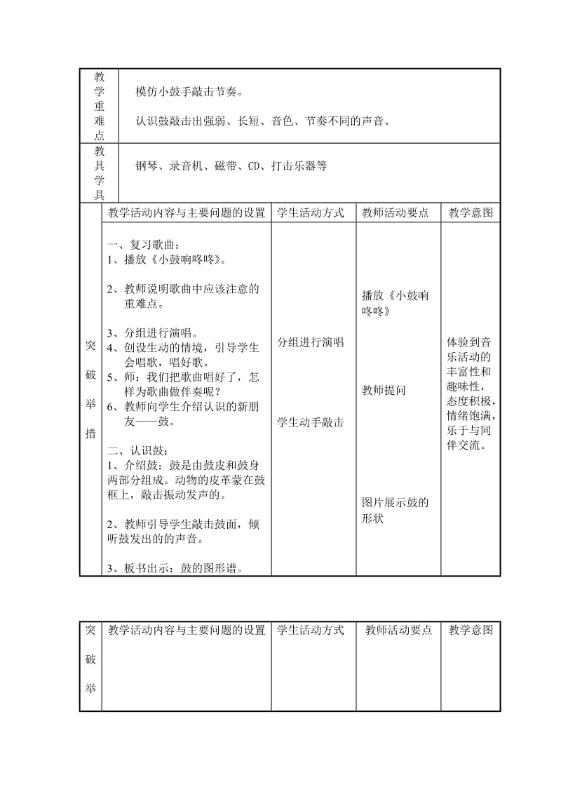 2019春苏少版音乐一下第三单元《我是小鼓手》word教案.doc_第3页