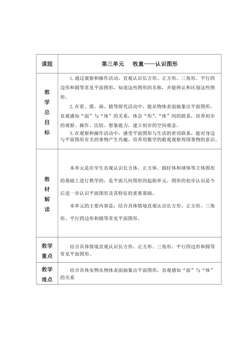 2019春青岛版数学一下第四单元《牧童 认识图形》word教案1.doc_第3页