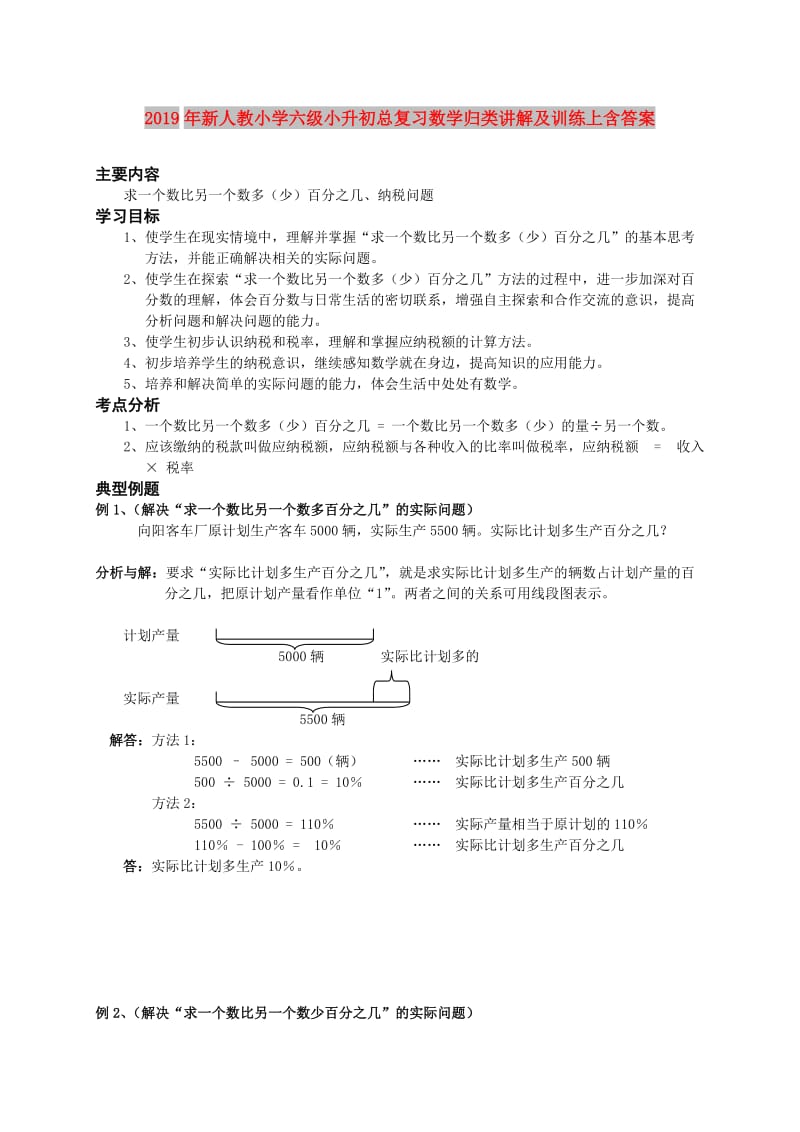 2019年新人教小学六级小升初总复习数学归类讲解及训练上含答案.doc_第1页