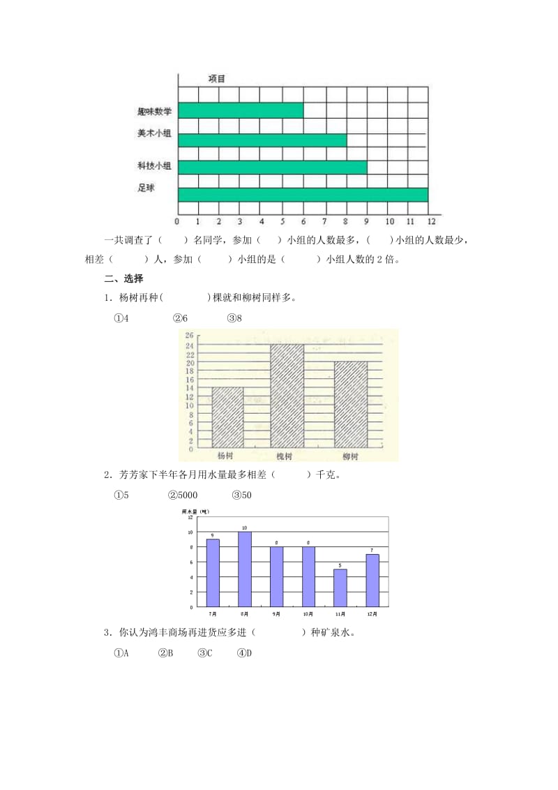 2019年四年级数学上册 6.统计 复式条形统计图试卷 新人教版 (I).doc_第3页