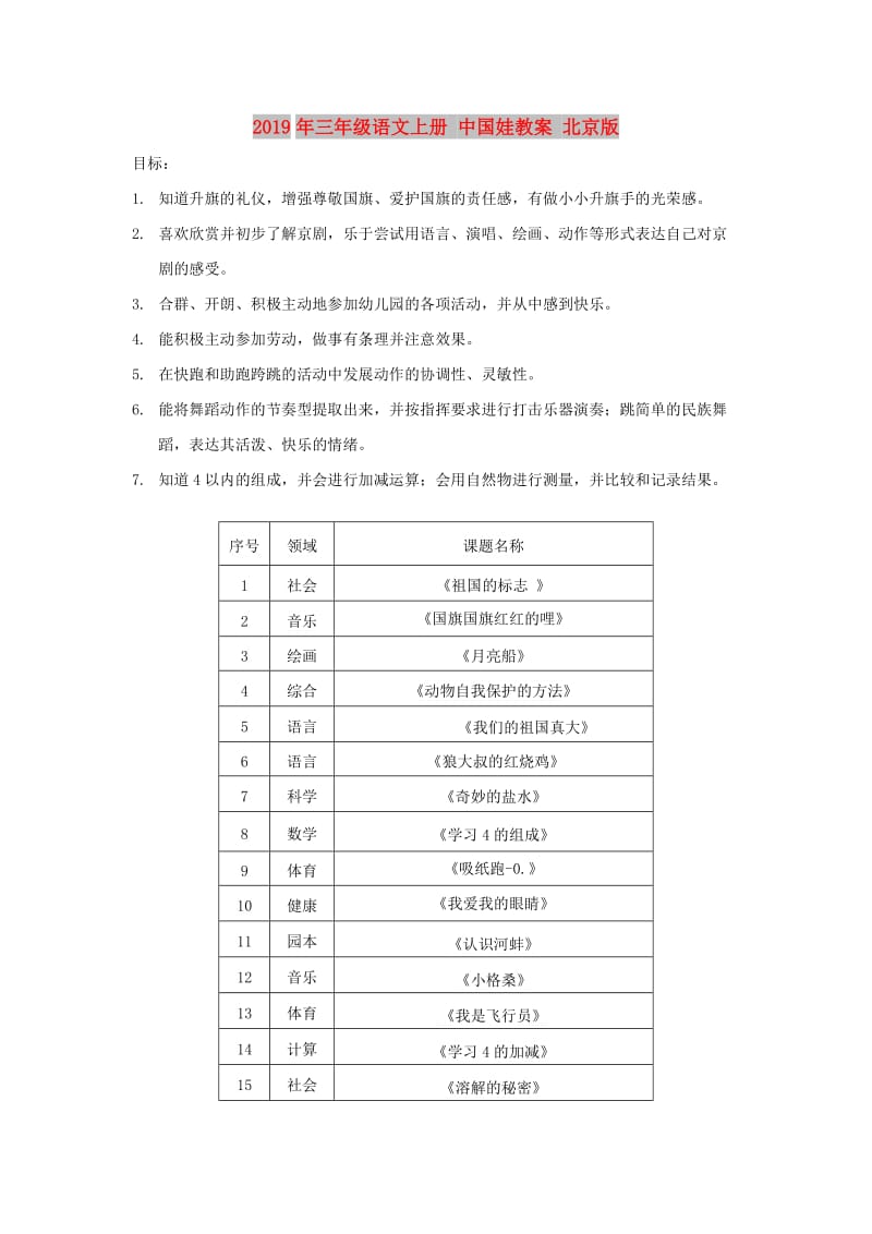 2019年三年级语文上册 中国娃教案 北京版.doc_第1页